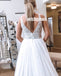 Elegant V-neck Spaghetti Strap Tulle Long Bridal Dresses WDH017