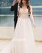 Cheap Elegant V-neck Cap Sleeve Chiffon Long Bridal Dresses WDH020