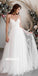 Simple V-neck Spaghetti Strap Tulle Long Wedding Dress WDH046
