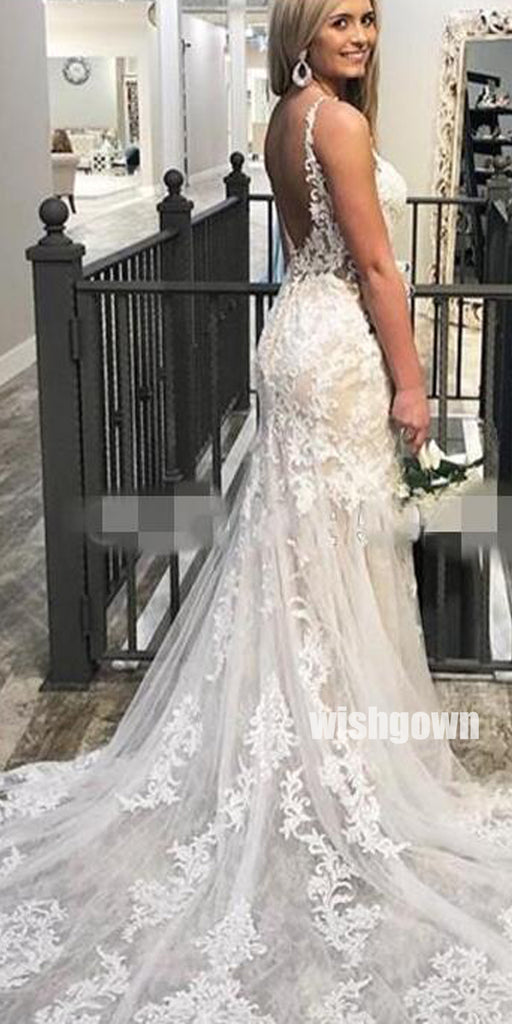 Elegant Embroidery Lace Dreaming Long Wedding Dress WDH048