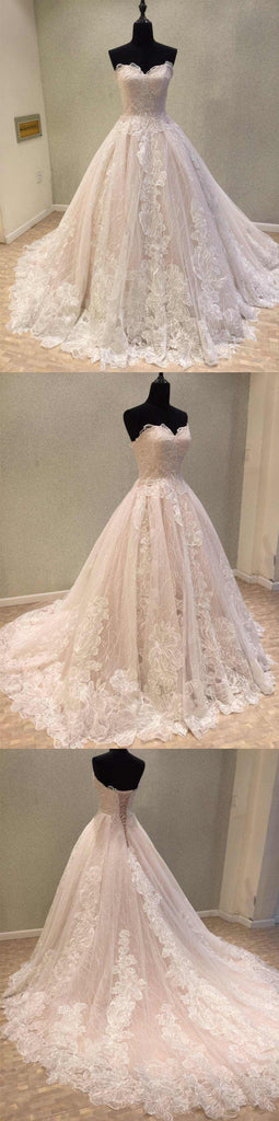 Unique Sweetheart Charming Long Bridal Wedding Dress with Lace Up Back, WG682