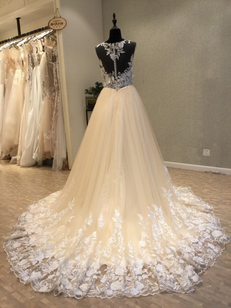 Cap Sleeves Lace On Sale Formal Bridal Long Wedding Dress, WG1201 - Wish Gown