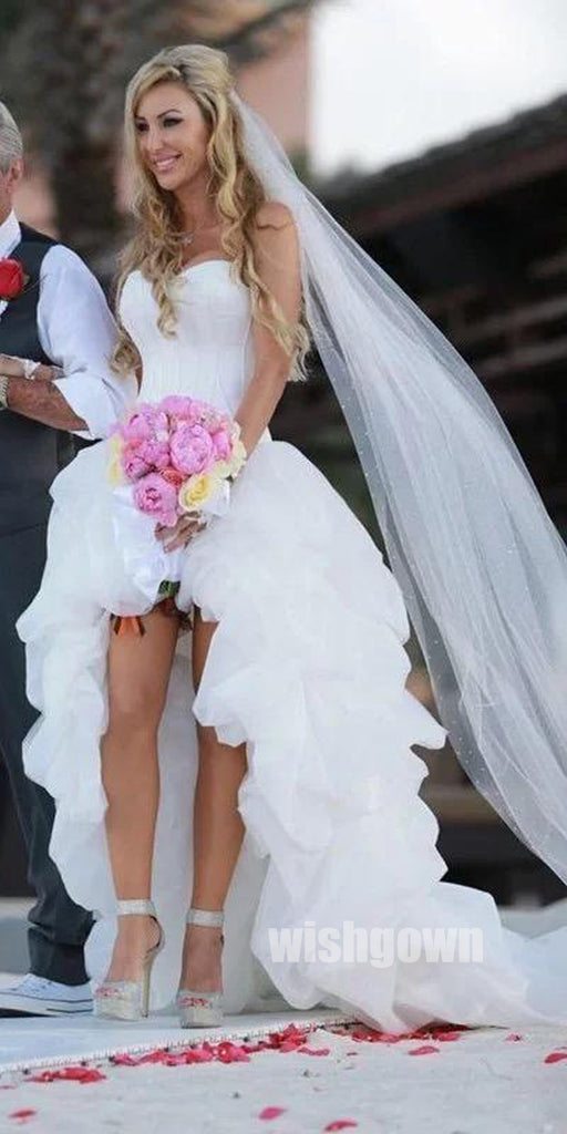Sweetheart High Low Strapless Bridal Beach Wedding Dresses, STZ316