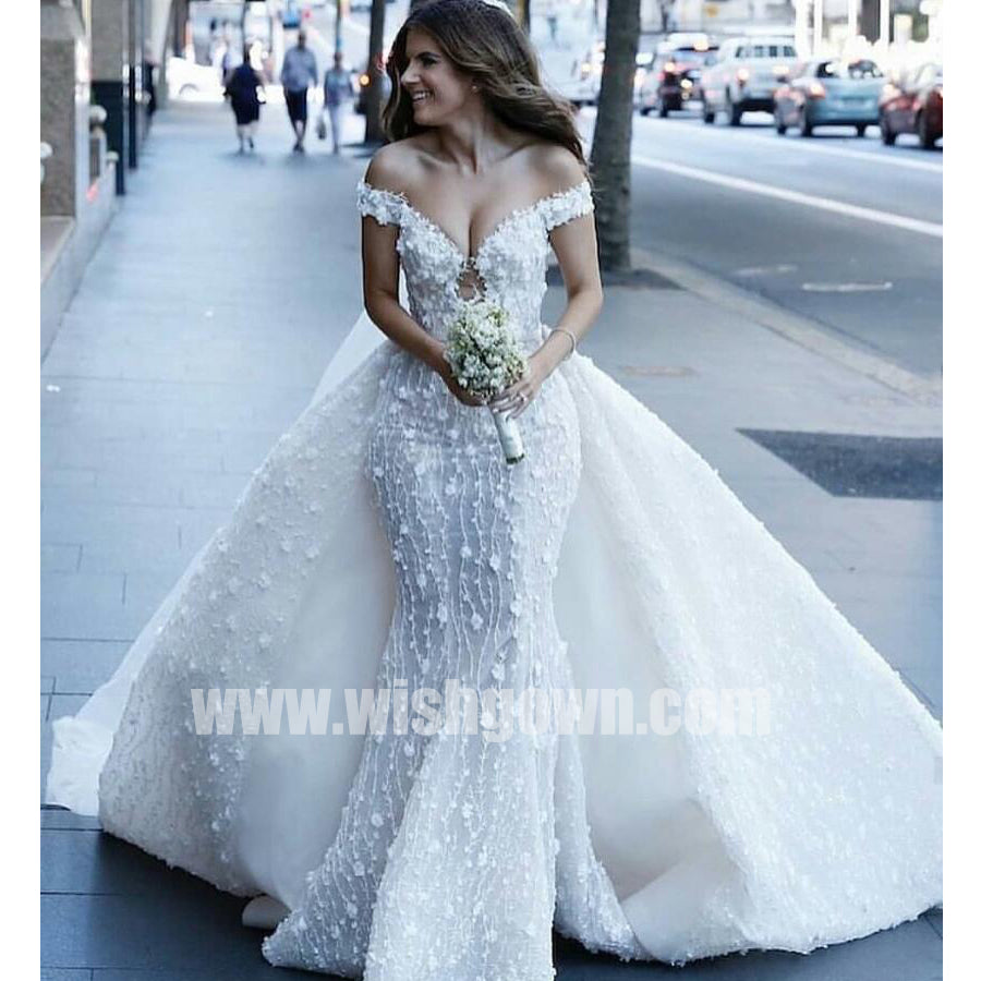 Off the Shoulder Luxury Applique Mermaid Fashion Long Wedding Dresses, BW1511